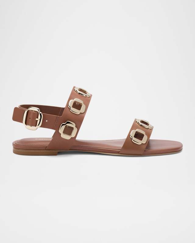 Milan Leather Flat Slingback Sandals